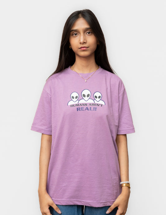 'ALIENS' LAVENDER GRAPHIC T-SHIRT