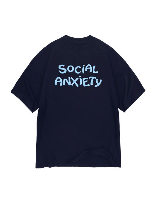 NAVY BLUE 'SOCIAL ANXIETY' T-SHIRT