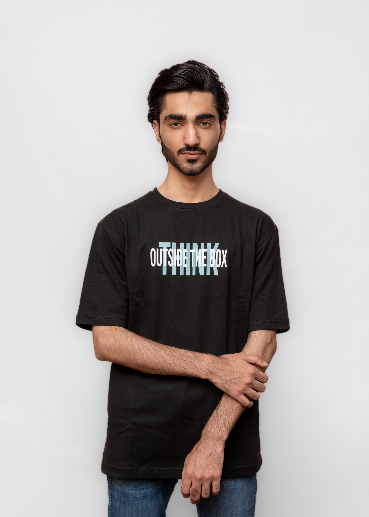 BLACK THINK OUTSIDE THE BOX T-SHIRT