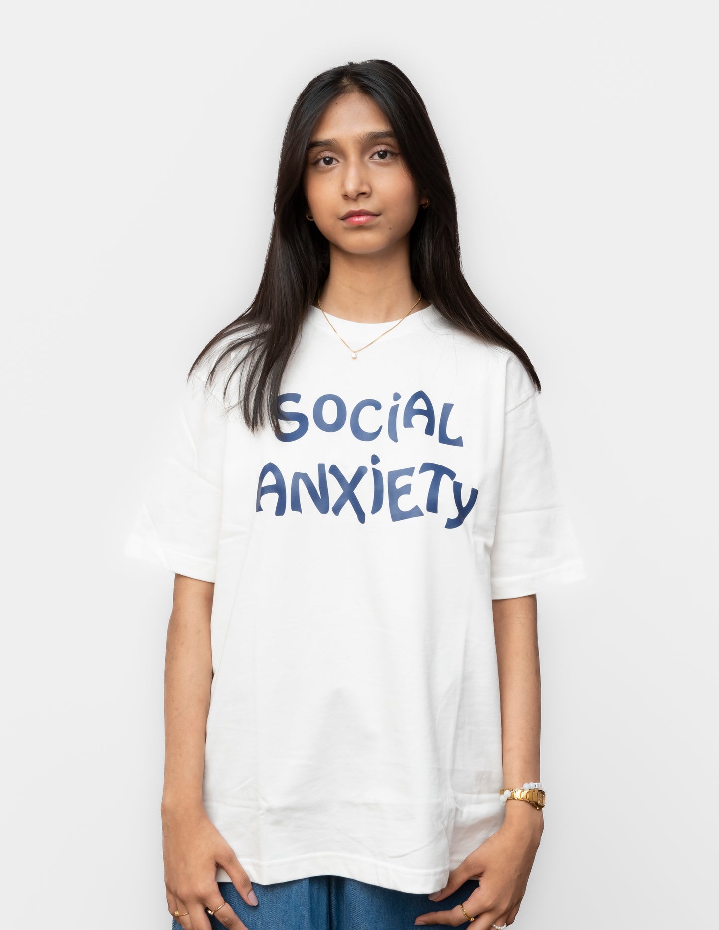 WHITE "SOCIAL ANXIETY"  T-SHIRT